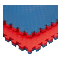 Wendbares Tatami-Puzzle Kinefis Blau-Rot (Dicke 40 mm und Textur fünf Linien)